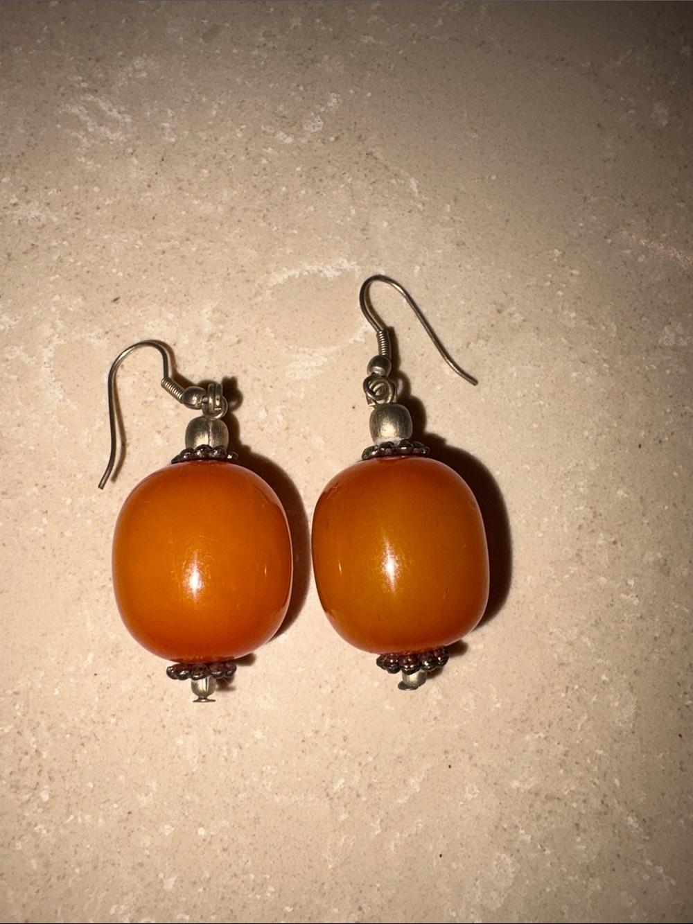 Amber Orange Bead Drop Earrings - Women's Jewelry